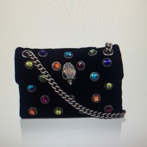KURT GEIGER LONDON MINI KENSINGTON VELVET CROSSBODY BAG